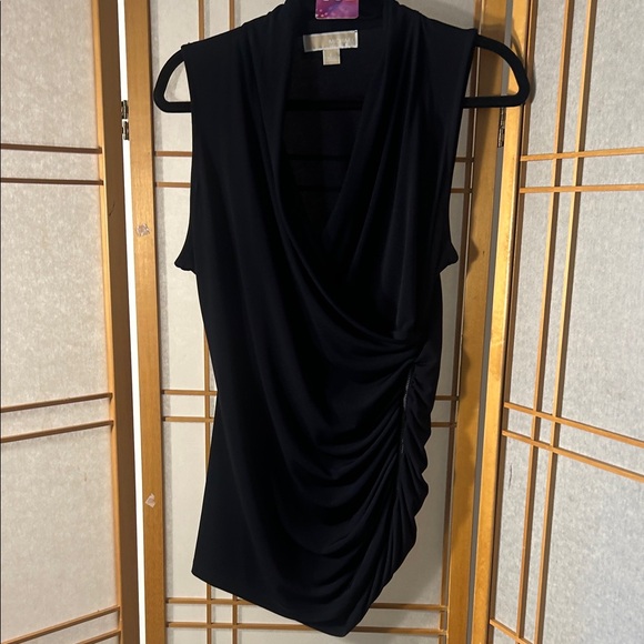 MICHAEL Michael Kors Tops - MICHAEL Michael Kors Black Sleeveless Draped Top